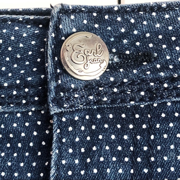 Earl Jean Blue Denim Polka Dot Print Mini Skirt Size 10 - Picture 8 of 16